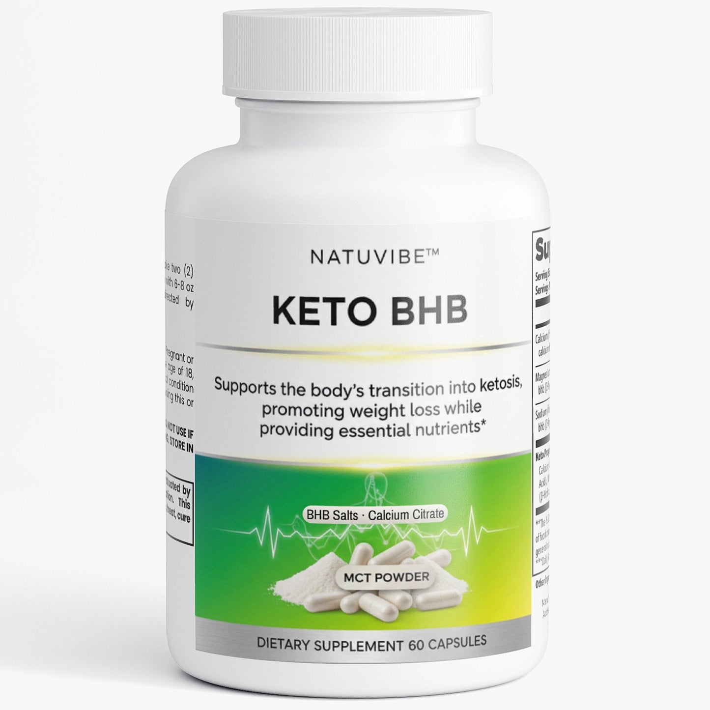Natuvibe Keto BHB dietary supplement bottle on a white background