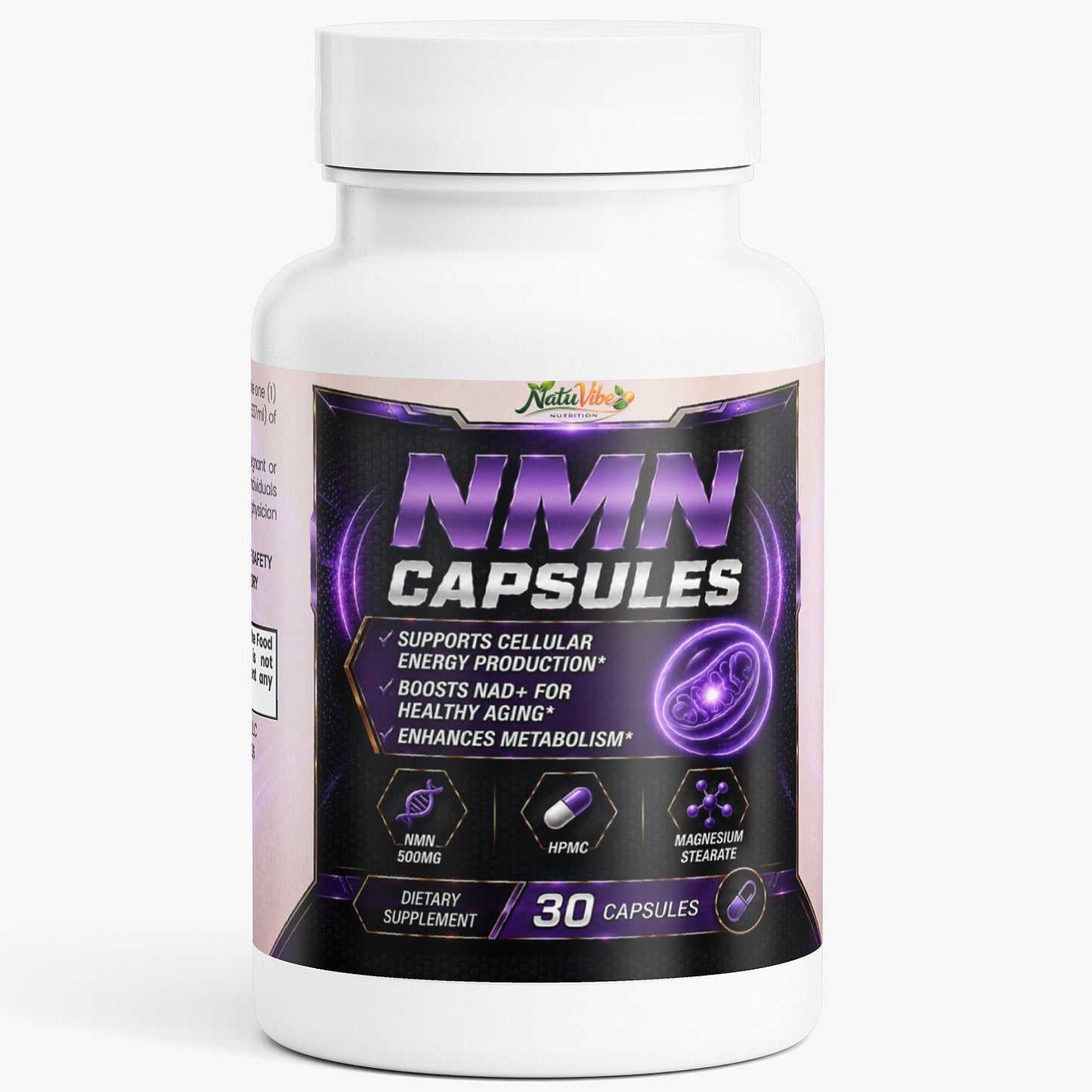 NMN Capsules 500mg – Boost NAD+, Cellular Energy & Healthy Aging | Nicotinamide Mononucleotide Supplement | 30 Caps