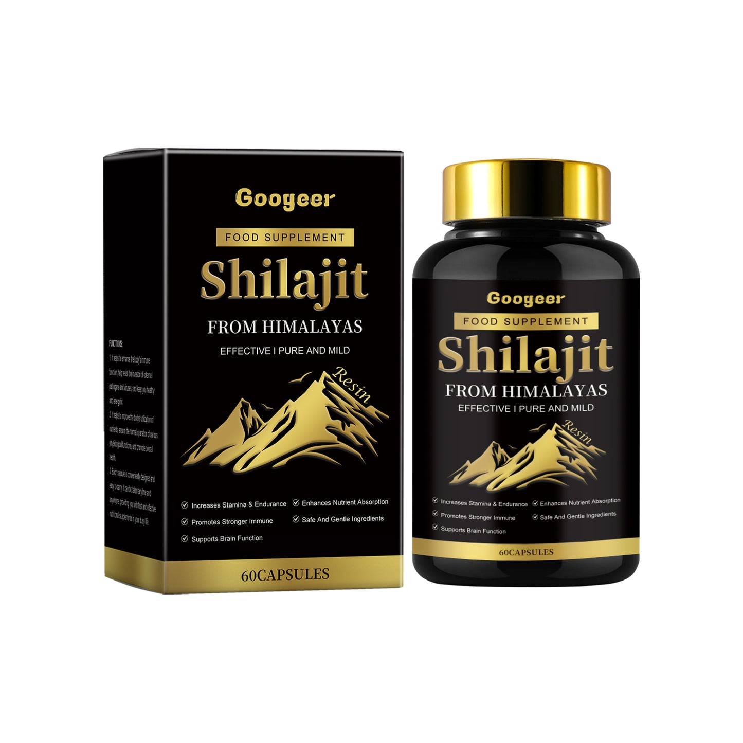 Shilajit Extra Strength Resin Caps Himalayan Dietary Supplement for Men & Women (60 Caps)