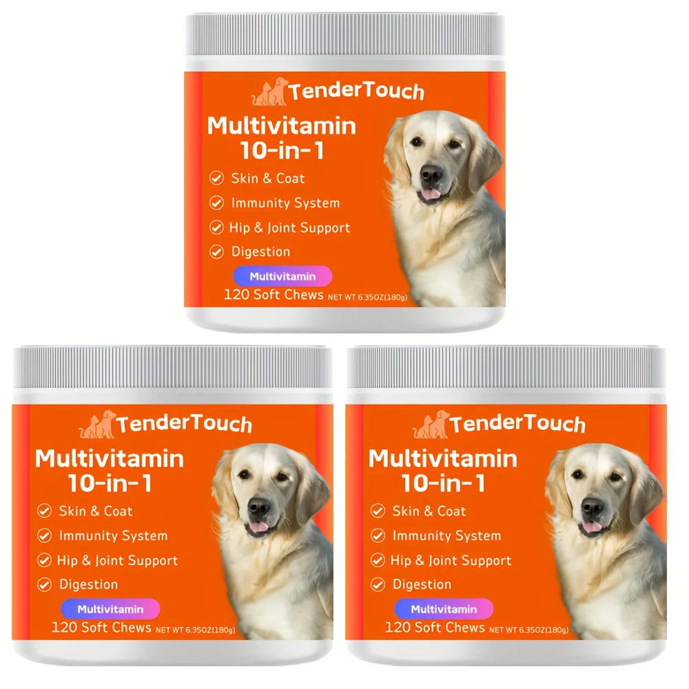 360 Chews - 3 Pack (3 x 180g/6.35oz) 540g/19.1oz - TenderTouch Multivitamin Dog Supplement, Digestive Enzymes, Grain Free Dog United States