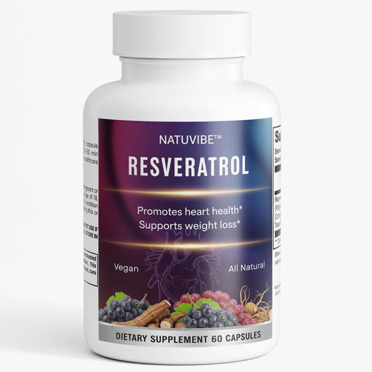 Natuvibe Resveratrol dietary supplement bottle on a white background