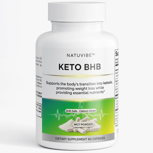 Natuvibe Keto BHB dietary supplement bottle on a white background