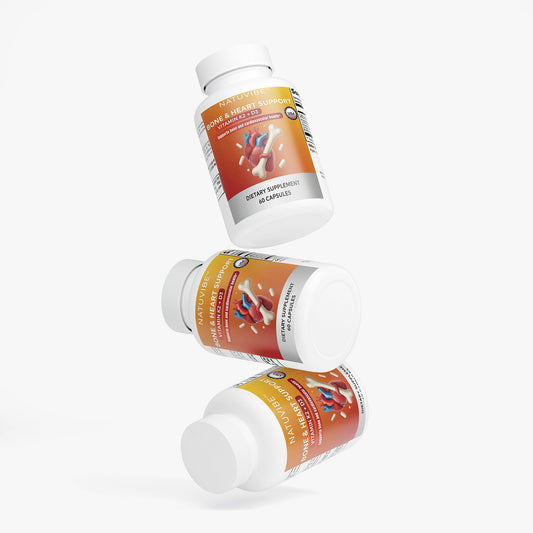 Three dietary supplement bottles with colorful labels on a white background