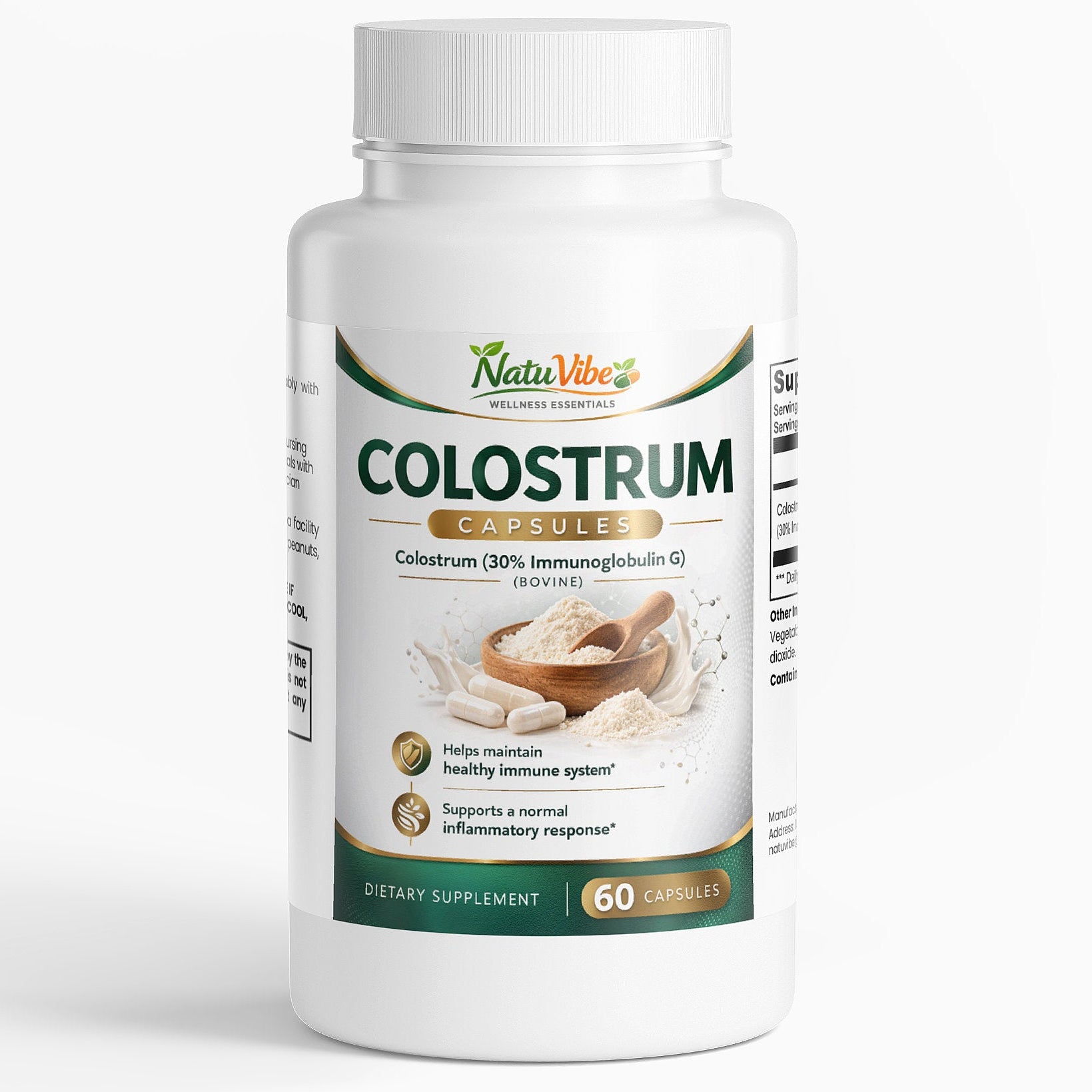 NatuVibe Colostrum Capsules bottle on a white background