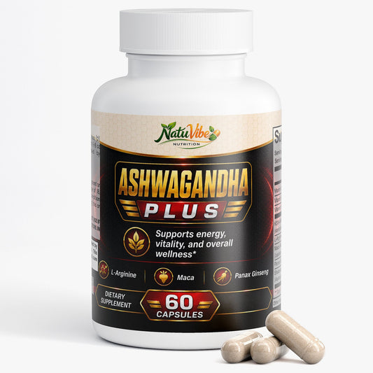 Ashwagandha Plus™ – KSM-66® Ashwagandha with Maca & Panax Ginseng | Energy, Vitality & Wellness Support | 60 Caps