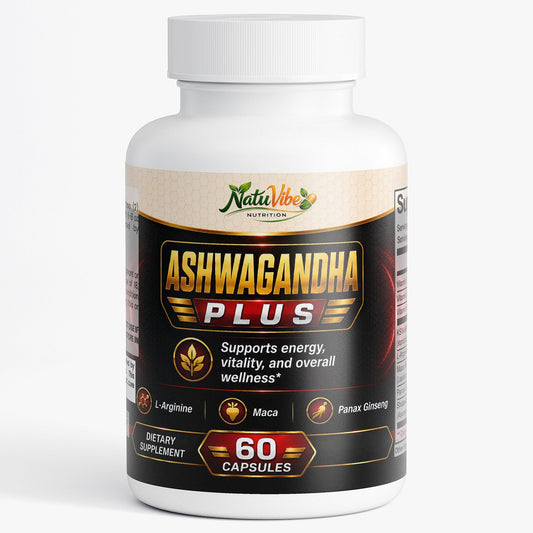Ashwagandha Plus™ – KSM-66® Ashwagandha with Maca & Panax Ginseng | Energy, Vitality & Wellness Support | 60 Caps