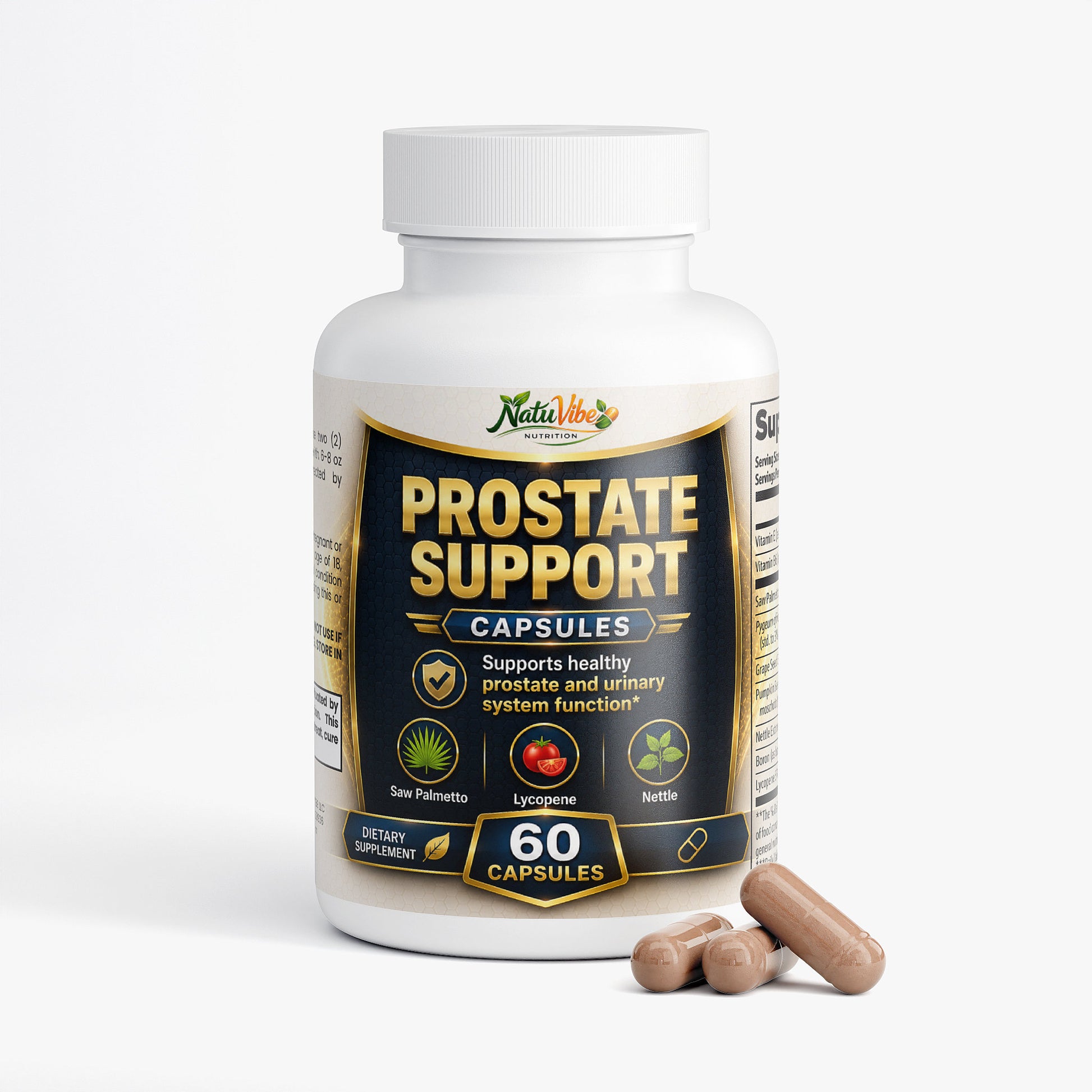 NATUVIBE LLC Prostate Support Capsules supplement with saw palmetto for male urinary health