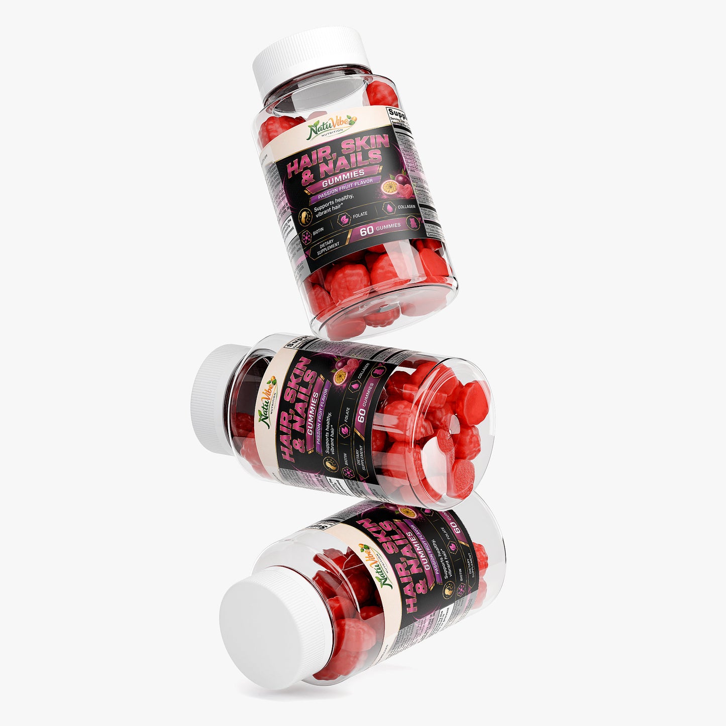 Premium Hair Skin & Nails Gummies with Biotin, Collagen & Zinc 60 ct