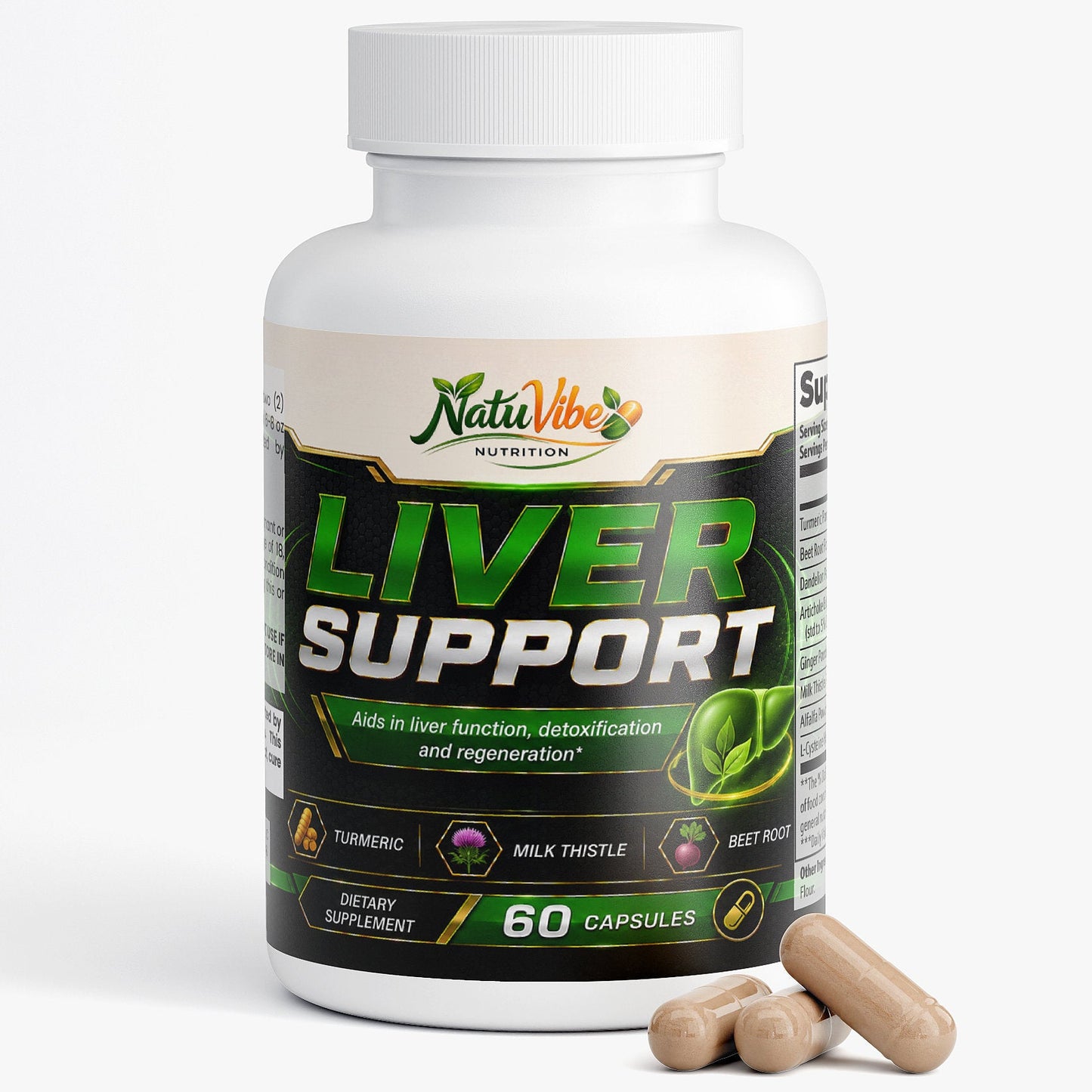 Liver Support and Detox 60 Capsules with Turmeric, Beet Root, Artichoke and Milk Thistle