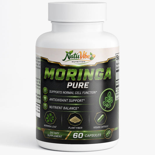 Moringa Pure 60 capsules Moringa Leaf, Plant Fiber, Vegan Capsule