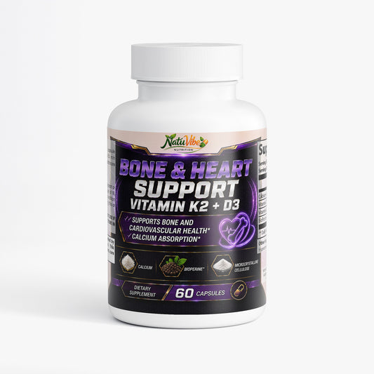Vitamin D3 + K2 MK-7 Capsules with Calcium & BioPerine® – Bone, Heart & Immune Support | 60 Caps