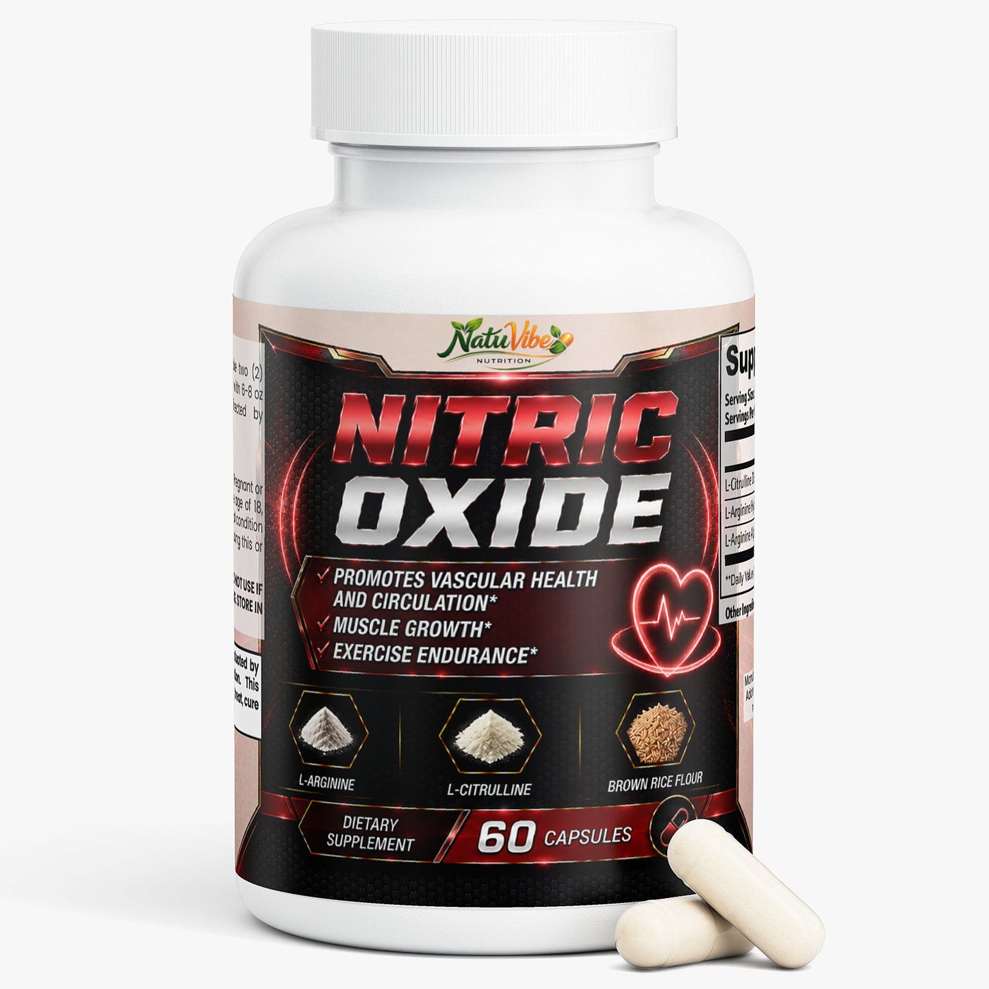 Nitric Oxide Booster with L-Citrulline & L-Arginine – Blood Flow, Pump & Performance Support | 60 Caps
