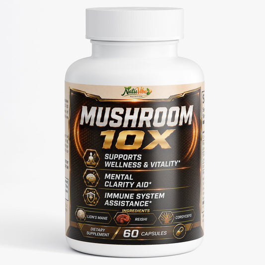Mushroom 10X – 10 Mushroom Complex for Wellness, Mental Clarity & Immune Support | Lion’s Mane, Reishi & Cordyceps | 60 Caps