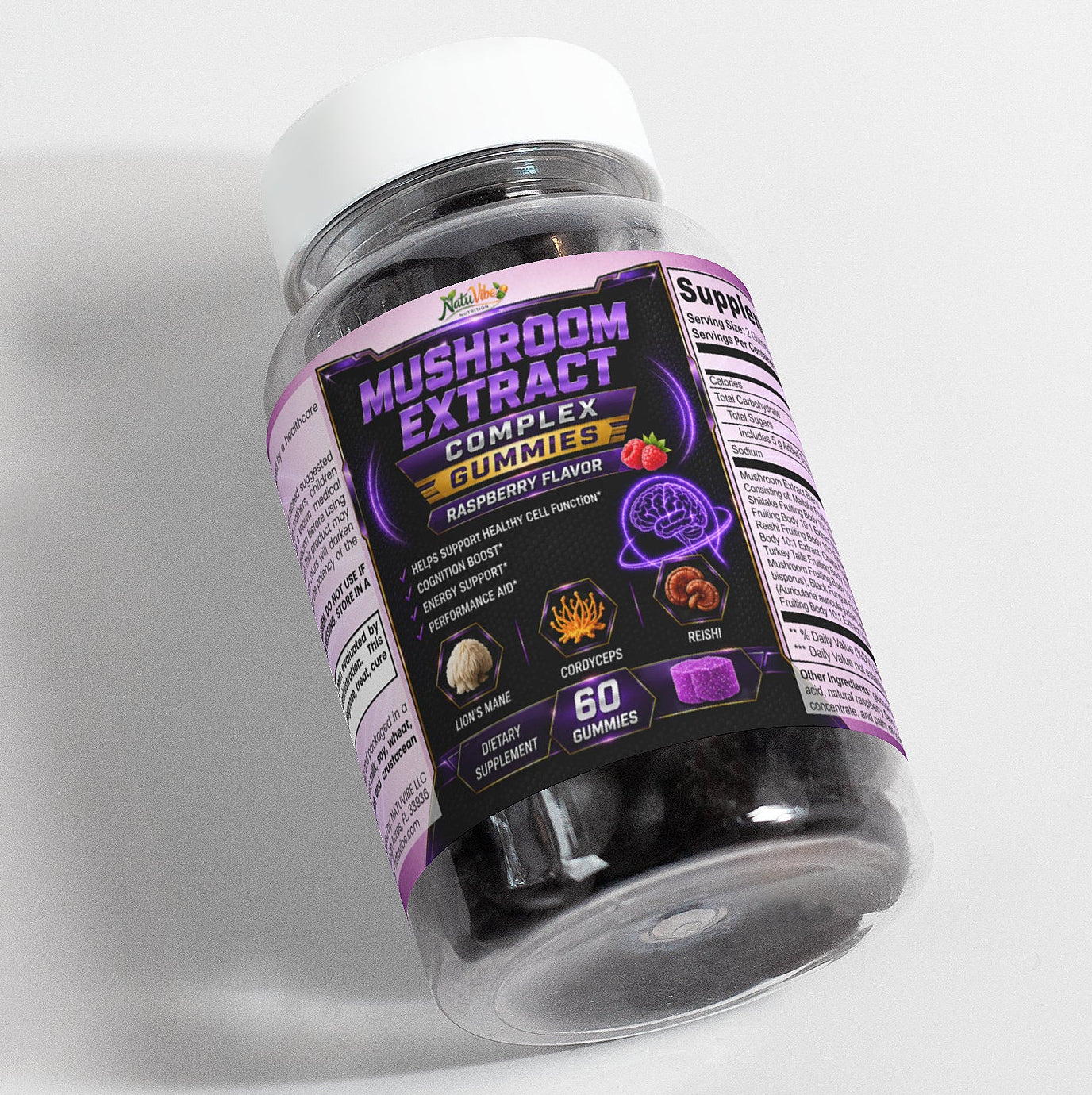 Mushroom Extract Complex 30 Days Supply Cognition boost Energy support Performance aid
