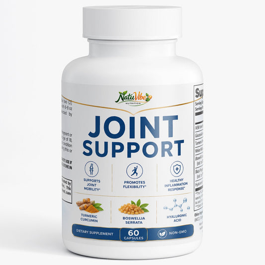 Supplement bottle labeled 'Joint Support' on a white background