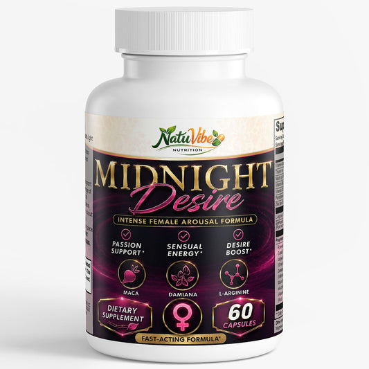 Midnight Desire – Female Libido & Desire Supplement | Passion, Sensual Energy & Arousal Support | Maca, Damiana & L-Arginine | 60 Caps