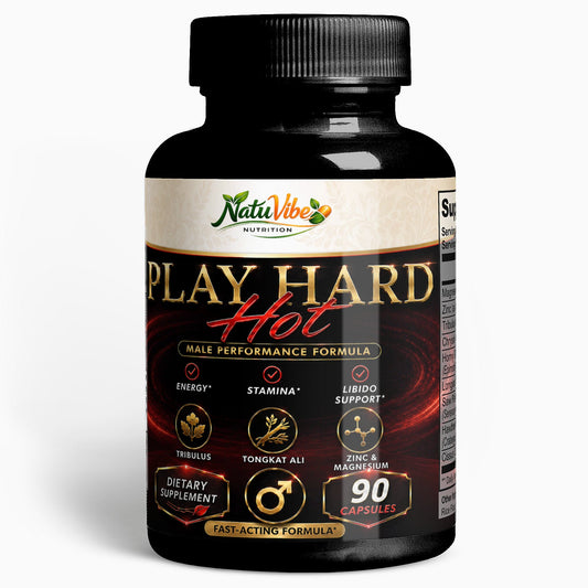 Play Hard Hot – Male Performance Formula | Libido, Stamina & Energy | Tribulus, Tongkat Ali & Horny Goat Weed | 90 Caps