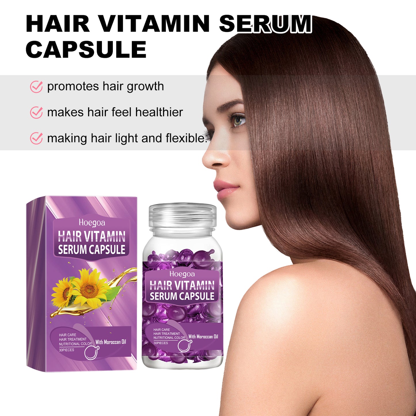 Purple Hair Essential Oil Care Capsules, Improves Dry Hair Knotting And Broken Dandruff Cleaning