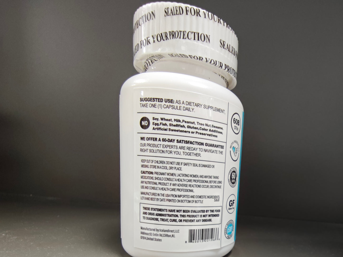 60 Billion CFU Probiotic Capsules Acid-Resistant Stomach-Resistant Formula Intestinal Delivery Technology Digestive & Immune Health Support Daily Gut Wellness Supplement