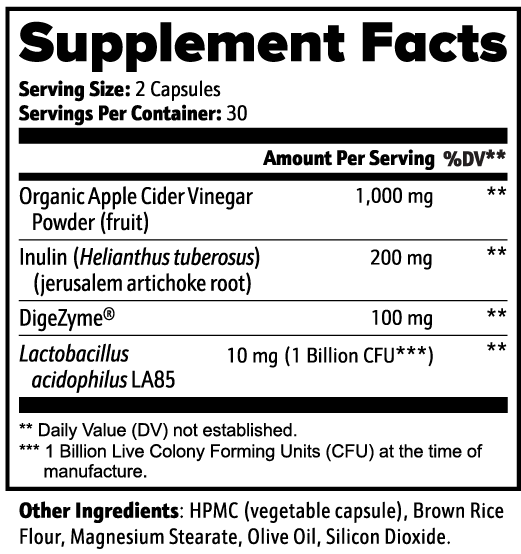 Organic Apple Cider Vinegar Capsules – ACV Supplement for Gut Health, Digestion & Weight Management | 60 Caps
