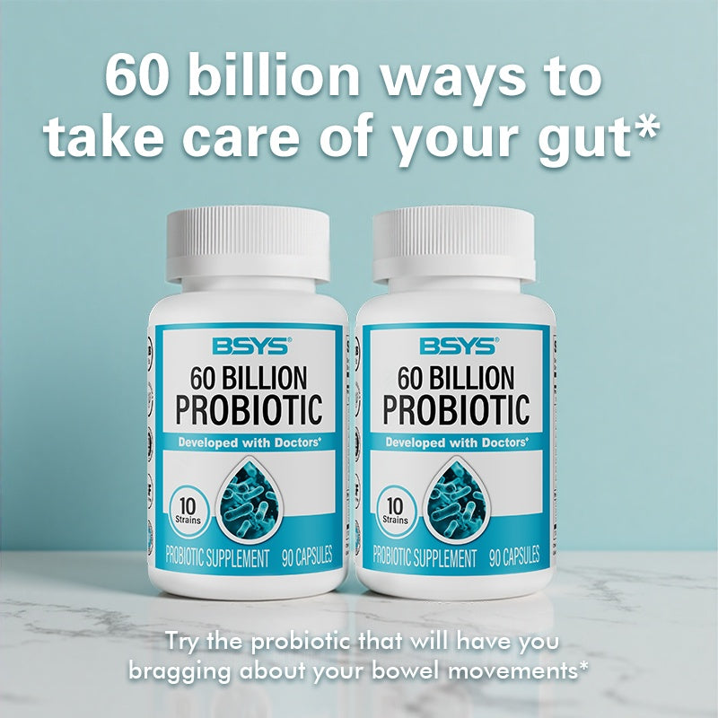 60 Billion CFU Probiotic Capsules Acid-Resistant Stomach-Resistant Formula Intestinal Delivery Technology Digestive & Immune Health Support Daily Gut Wellness Supplement