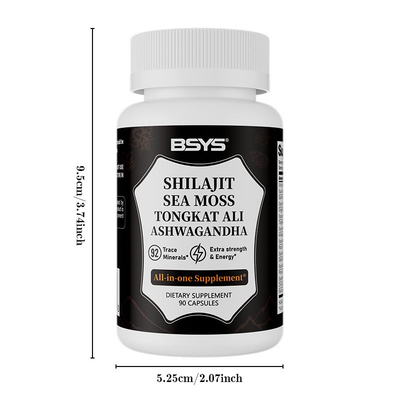 Shilajit - Sea Moss Capsules 90 Capsules Men's Vitality & Energy Anti-Fatigue Brain Health Support Hormone Balance Office Workers Seniors Antioxidant Care Blood Sugar & Metabolism Support