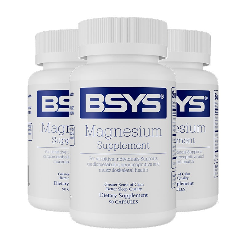 Magnesium Supplements Sleep & Anxiety Relief Aid Muscle Relaxation Support Heart Health & Blood Sugar Balance Formula Cognitive Function Enhancement Nighttime Wellness Supplement Three bottles