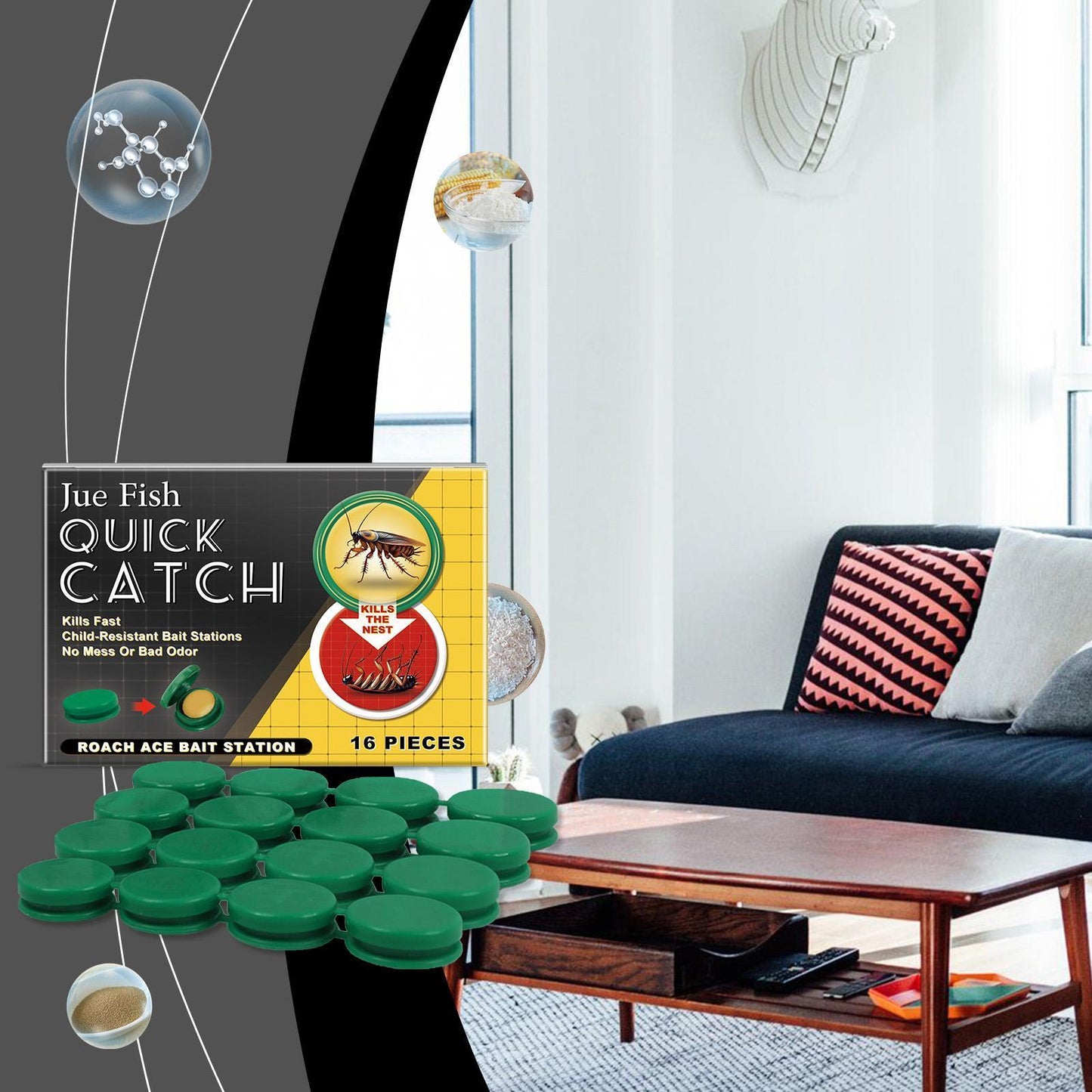 Quick Catch Cockroach Bait Station Household Ships from the USA