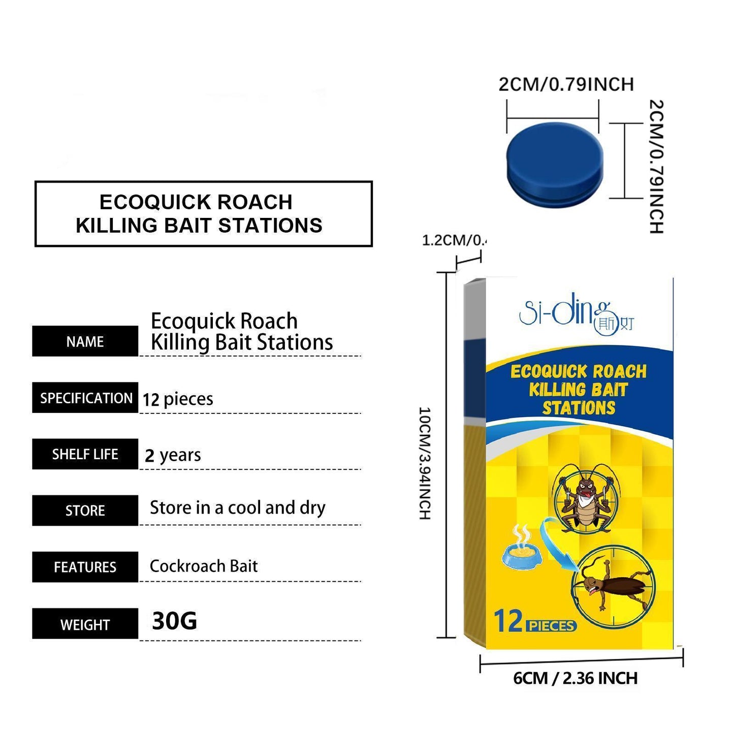 Ecoquick 12-pack Of Powerful Cockroach Killer Traps - Ships from the USA