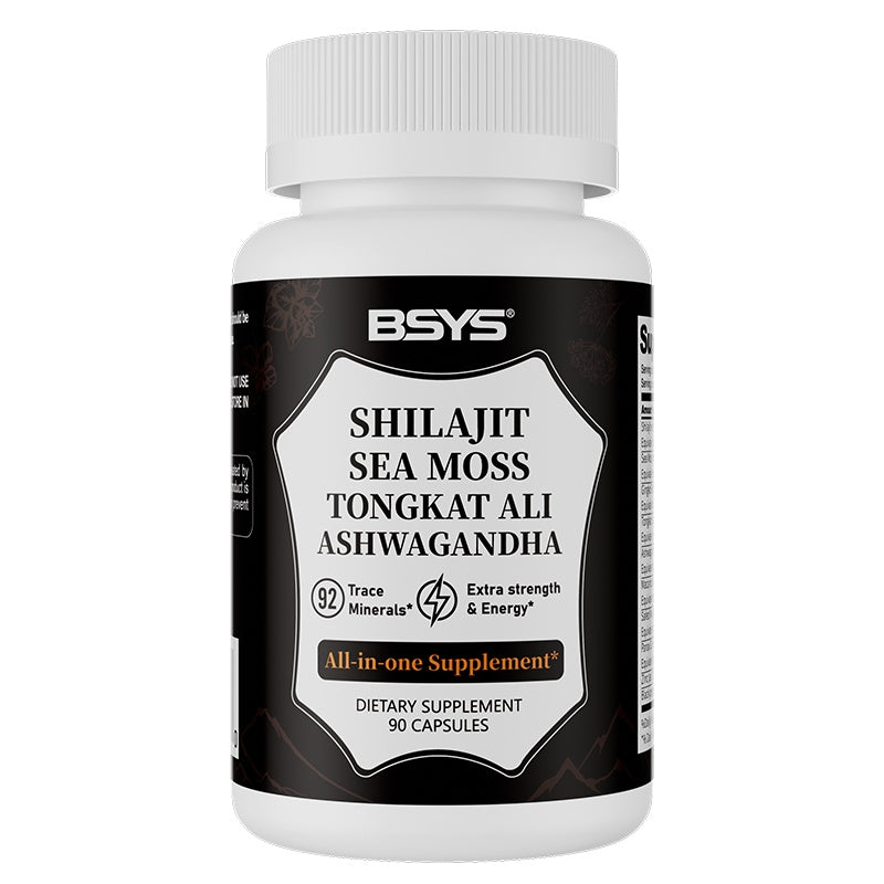 Shilajit - Sea Moss Capsules 90 Capsules Men's Vitality & Energy Anti-Fatigue Brain Health Support Hormone Balance Office Workers Seniors Antioxidant Care Blood Sugar & Metabolism Support One bottle