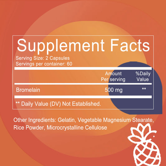 Bromelain Capsules - Immune Support, Heart, Joint & Respiratory Health - 120 Capsules