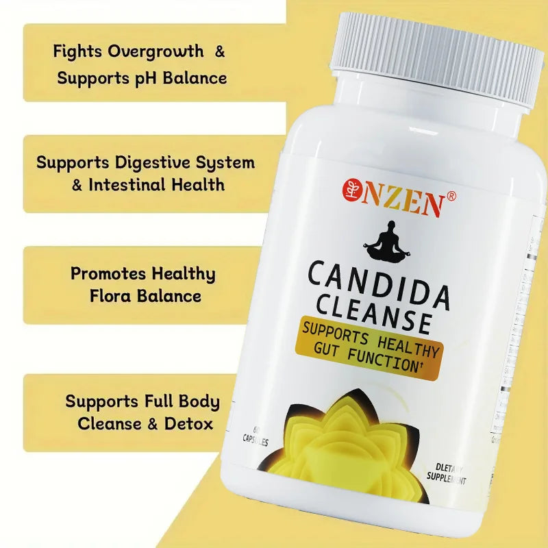 Candida Cleanse with Natural Herbs and Probiotics, Oregano Leaf, Wormwood, Black Walnut, Caprylic Acid