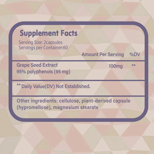Grape Seed Extract - Supports Heart, Skin Health, Powerful Antioxidant, Anti-aging - 120 Capsules