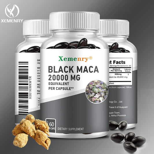 Black Maca Supplement - Promotes Power and Muscle Growth, Increases Energy and Strength - 60 Capsules