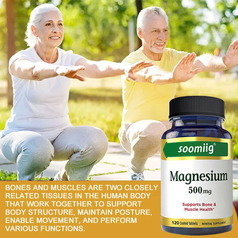 Magnesium Supplement 500 mg, Supports Bone and Muscle Health, Highly Absorbable, Relieves Stress, Improves Sleep Quality