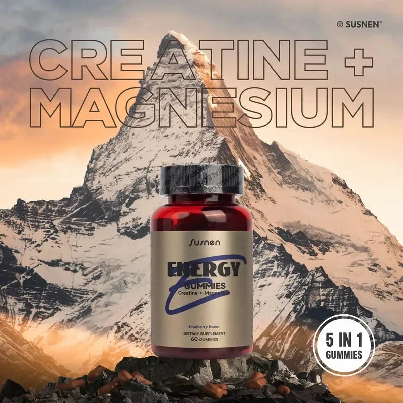 Susnen, Creatine Magnesium Gummies, Daily Dietary Supplement, 60 Gummies, Blueberry Flavor, Made In USA