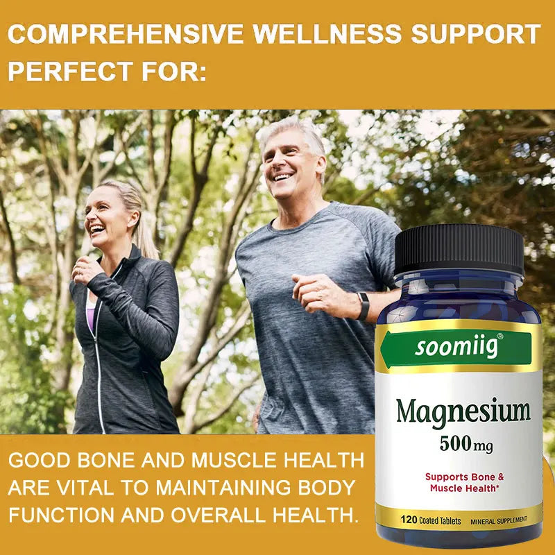Magnesium Supplement 500 mg, Supports Bone and Muscle Health, Highly Absorbable, Relieves Stress, Improves Sleep Quality
