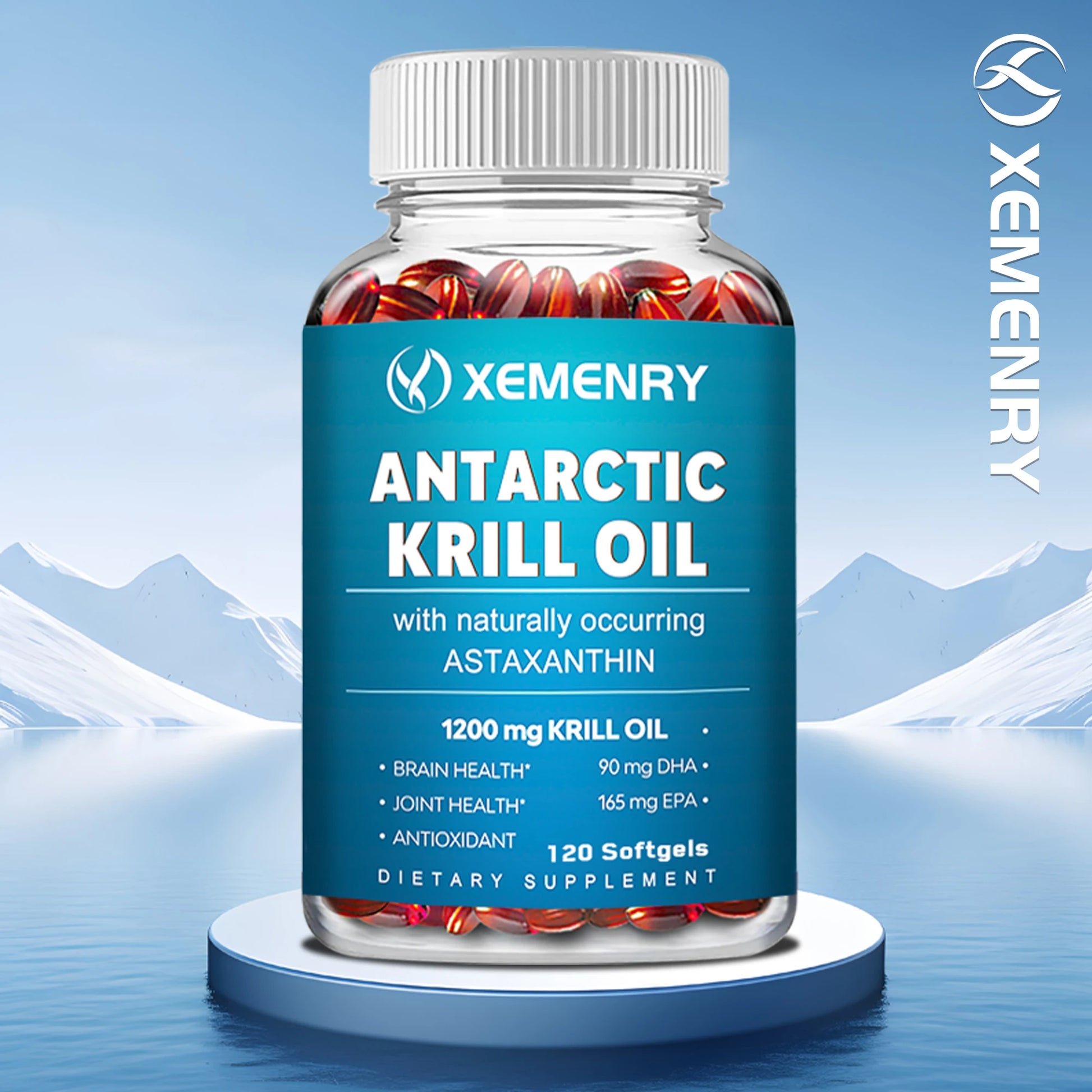 Antarctic Krill Oil - with EPA, DHA, Astaxanthin Phospholipids, Supports Heart, Brain, Joint Eye Health - 120 Capsules