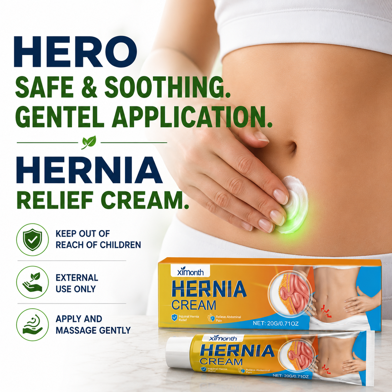 2 Pack Hernia Relief Cream Mint, Ginger & Herbal Extracts / Natural Pain & Inflammation