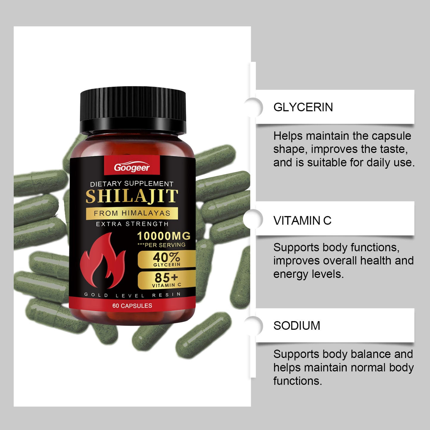 Shilajit 10000mg Dietary Supplement – Extra Strength