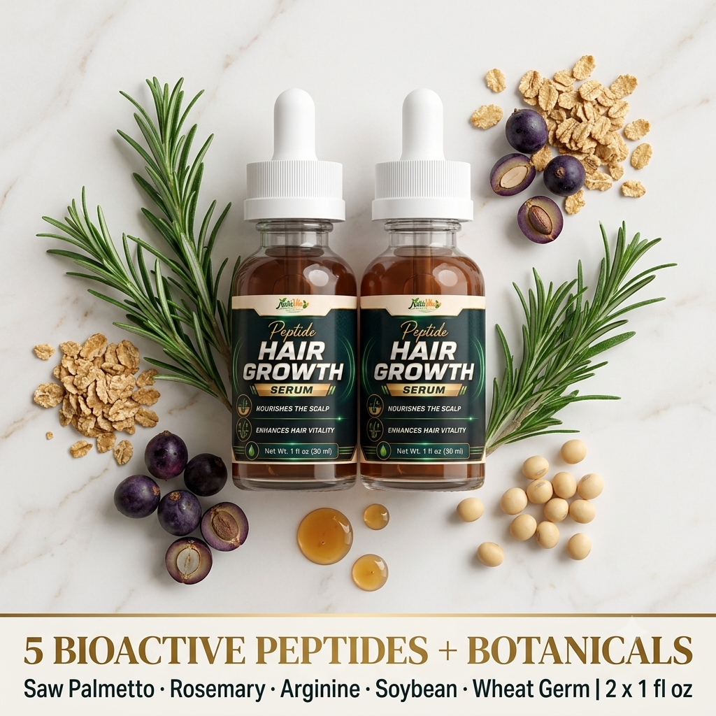 Peptide Hair Growth Serum – 2 Pack | 5 Bioactive Peptides, Saw Palmetto & Rosemary | Supports Thicker, Fuller Hair | 2 x 1 fl oz