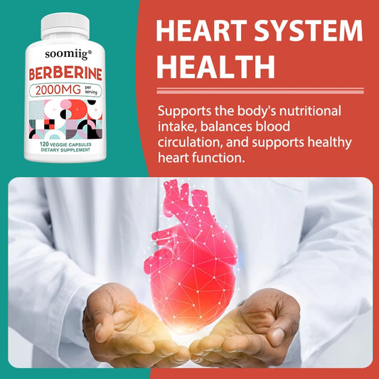 Berberine Supplement Capsules 2000mg - Promotes Digestive Health, Antioxidant, Supports Immune System, Heart Health