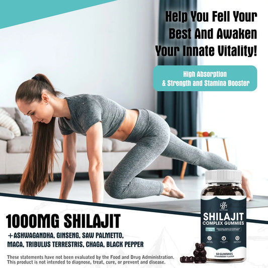 iMATCHME Shilajit Gummies Original High in Trace Minerals& Fulvic Acid for Energy,Muscle Strength&Immunity, Endurance for Adult