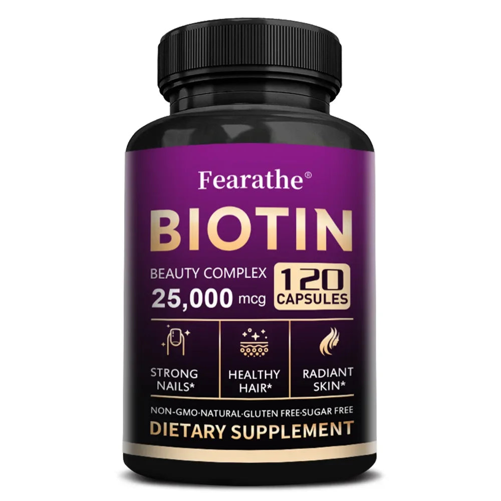 Biotin Vitamins with Pantothenic Acid, Folic Acid, Hair Growth Supplement for Men&Women - B1 B2 B3 B6 B12 - Healthy Nails & Skin United States 120count