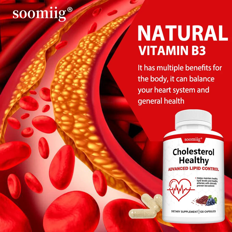 Cholesterol Supplements, Red Yeast Rice & Grape Seed Extract, Supports Heart Health, Cholesterol Balance, Skin & Eye Wellness