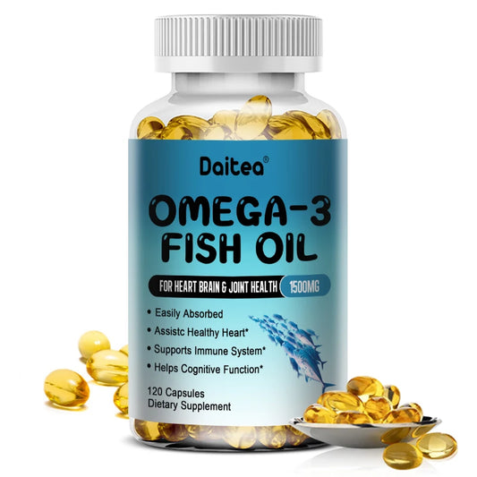 High Quality Omega-3 Fish Oil Supplement - Supports Brain Function, Eye Health, Heart, Joints, Easily Absorbed, 120 Capsules United States 120coumt