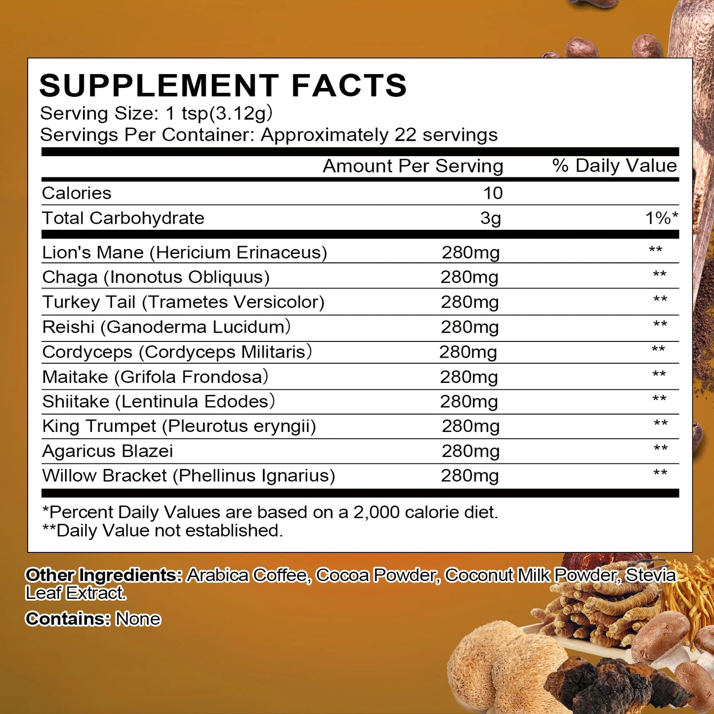 Organic Lion Mane Mushroom Coffee with Reishi, Cordyceps & Turkey Tail-Support Energy, Mental Clarity & Focus, Brain Booster