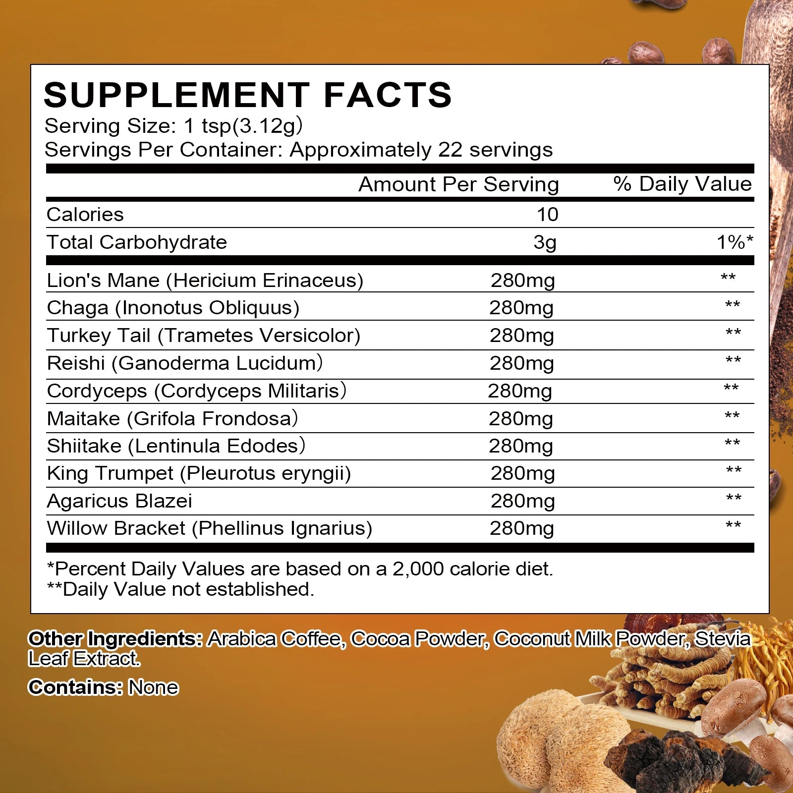 Organic Lion Mane Mushroom Coffee with Reishi, Cordyceps & Turkey Tail-Support Energy, Mental Clarity & Focus, Brain Booster