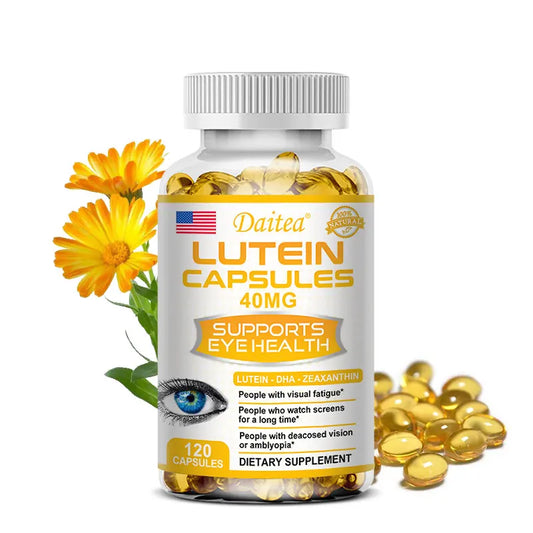 Daitea Lutein 40 mg for Visual Strain, Eye Health - Supports Immune System, Non-GMO, 120 Capsules