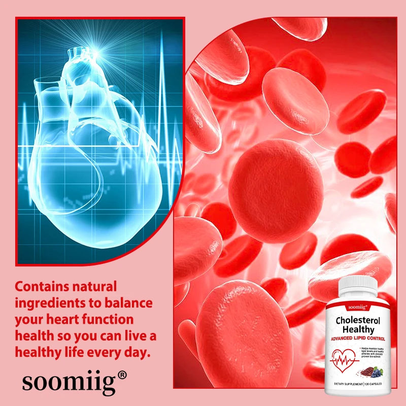 Cholesterol Supplements, Red Yeast Rice & Grape Seed Extract, Supports Heart Health, Cholesterol Balance, Skin & Eye Wellness